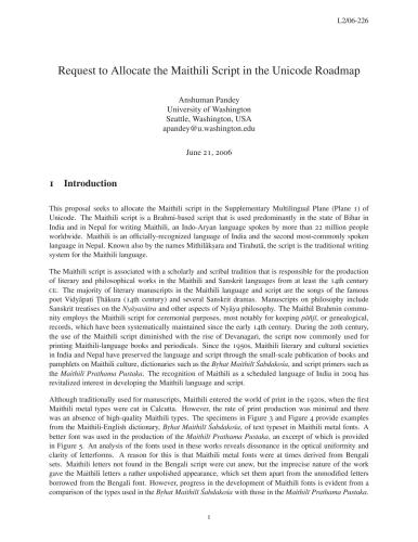 ﻿درخواست تخصیص اسکریپت Maithili در نقشه راه یونیکد