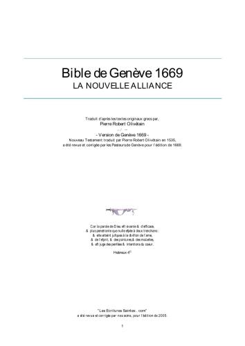 ﻿عهد جدید. نسخه پیر رابرت اولیوتین (1669)