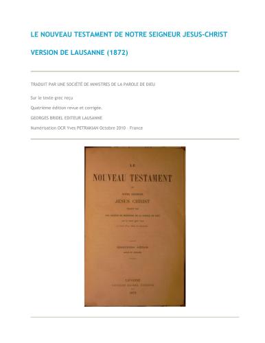﻿کتاب مقدس عهد جدید خداوند ما عیسی مسیح. نسخه لوزان (1872)