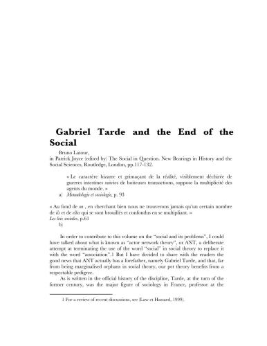 ﻿گابریل تارد و پایان اجتماعی