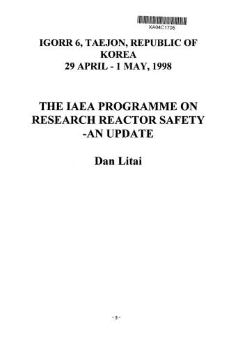 ﻿Proceeding International Group on Research Reactor 6 (IGORR 1998)