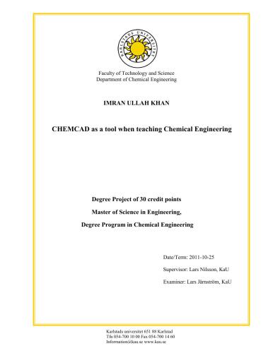 ﻿CHEMCAD به عنوان ابزاری در هنگام آموزش مهندسی شیمی