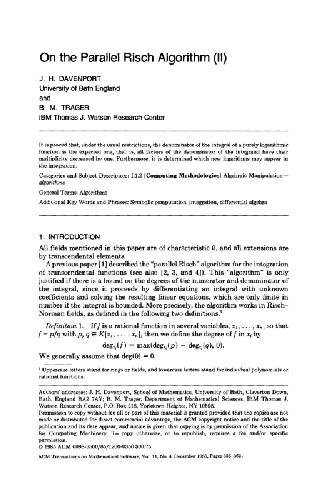 الگوریتم موازی Risch II
