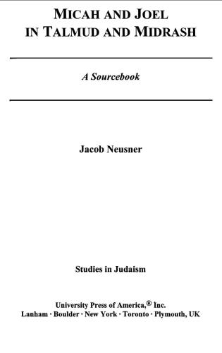 ﻿میکا و جوئل در تلمود و میدراش: کتاب منبع (مطالعاتی در یهودیت)