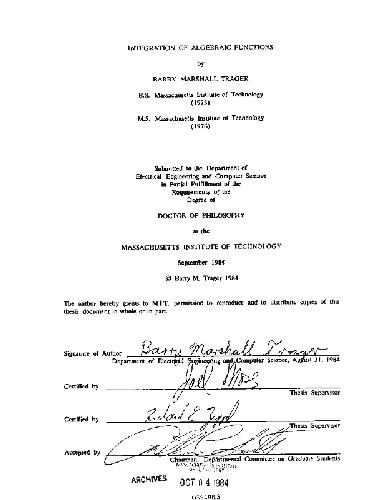 ادغام توابع جبری (پایان نامه Phd)