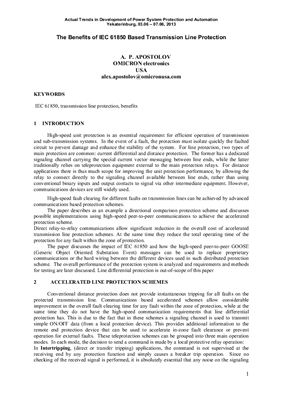 ﻿مزایای حفاظت از خط انتقال مبتنی بر IEC 61850