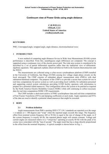 ﻿نمای پیوسته شبکه های برق با استفاده از فاصله زاویه