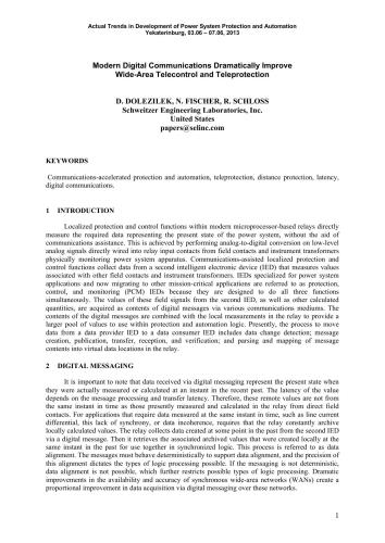 ﻿ارتباطات دیجیتال مدرن به طور چشمگیری کنترل از راه دور و حفاظت از راه دور گسترده را بهبود می بخشد