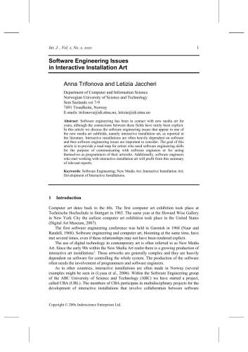 ﻿مسائل مهندسی نرم افزار در هنر نصب تعاملی