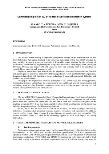 ﻿سیکرا آزمایش راه اندازی سیستم های اتوماسیون پستهای مبتنی بر IEC 6188