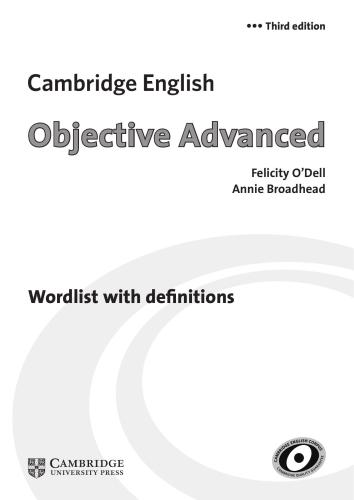 ﻿Cambridge English Objective Advanced - فهرست کلمات با تعاریف