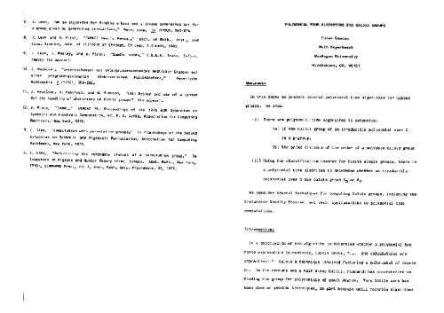 الگوریتم های زمان چند جمله ای برای گروه های Galois (EUROSAM84)