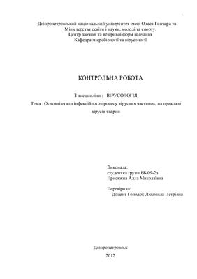 ﻿مراحل اصلی فرآیند عفونی ذرات ویروسی، به عنوان مثال از ویروس های حیوانی