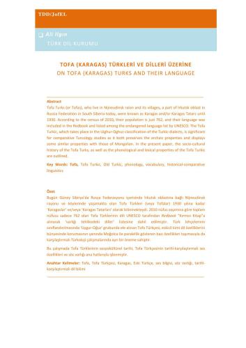 ﻿در مورد ترکان توفا (کاراگاس) و زبان آنها