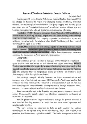 ﻿بهبود عملیات انبار: دلیلی برای جشن گرفتن