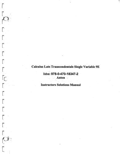 ﻿راهنمای راه حل های دانشجویی برای همراهی متغیر منفرد Calculus Late Transcendentals