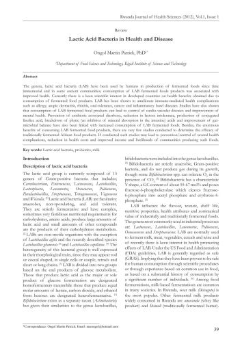 ﻿باکتری های اسید لاکتیک در سلامت و بیماری