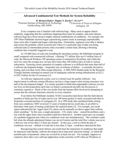 ﻿روش‌های تست ترکیبی پیشرفته برای قابلیت اطمینان سیستم