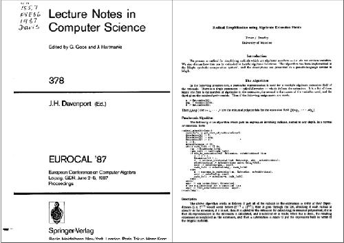 ساده سازی رادیکال با استفاده از زمینه های پسوند جبری (EUROCAL87)