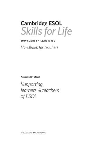 ﻿کمبریج ESOL. مهارت های زندگی - کتاب راهنمای معلمان