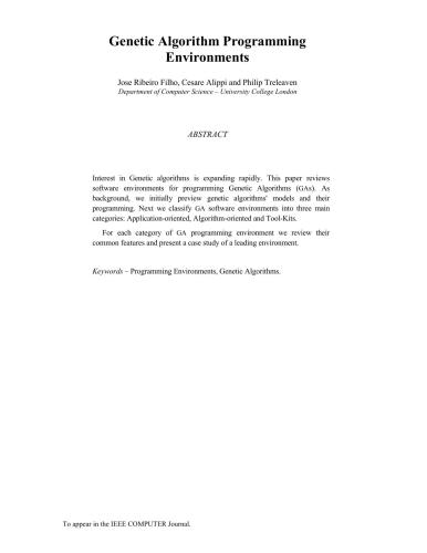 ﻿محیط های برنامه نویسی الگوریتم ژنتیک