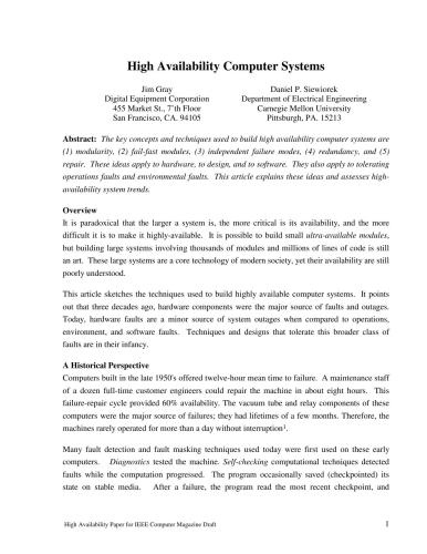 ﻿سیستم های کامپیوتری با در دسترس بودن بالا