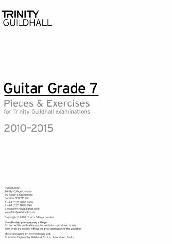 ﻿Trinity Guildhall: Guitar Grade 7 Pieces and Exercises - 2010 تا 2015