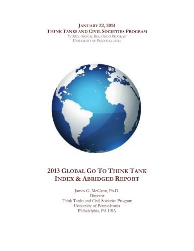﻿2013 Global Go To Think Tank Index و گزارش خلاصه شده