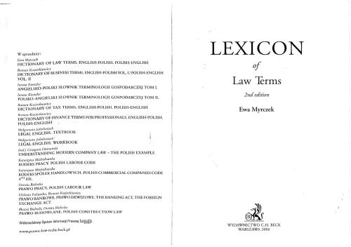 ﻿واژگان اصطلاحات حقوقی، انگلیسی-لهستانی، لهستانی-انگلیسی