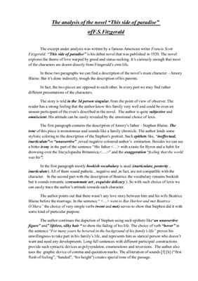 ﻿تحلیل رمان این طرف بهشت ​​F.S. فیتزجرالد