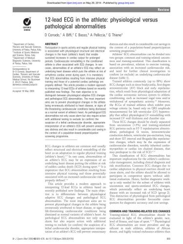 ﻿ECG 12 لید در ورزشکار: ناهنجاری های فیزیولوژیکی در مقابل پاتولوژیک