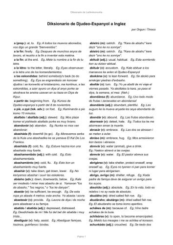 ﻿دیکشنری انگلیسی Djudeo-Spanish / دیکشنری انگلیسی Djudeo-Spanish