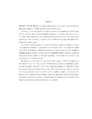 محاسبات گروه گالوئیس از برخی ODEs (پایان نامه)