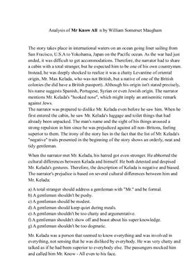 ﻿تجزیه و تحلیل آقای Know All توسط ویلیام سامرست موام