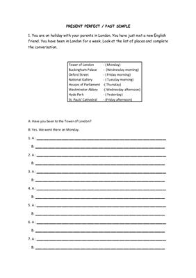 ﻿Present Perfect در مقابل Past Simple (کاربرگ)