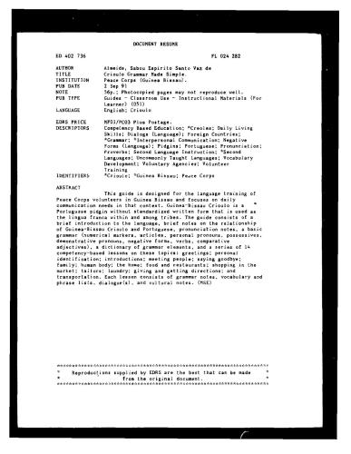 ﻿Crioulo Grammar Made Simple