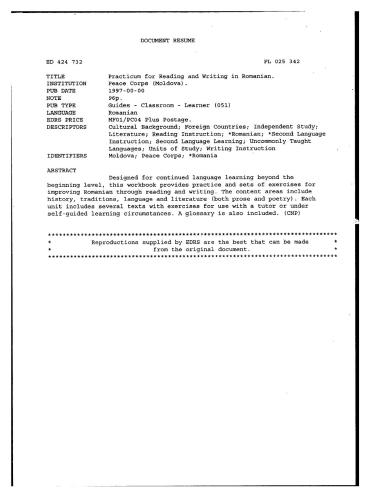﻿سپاه صلح (مولداوی). تمرین برای خواندن و نوشتن به زبان رومانیایی