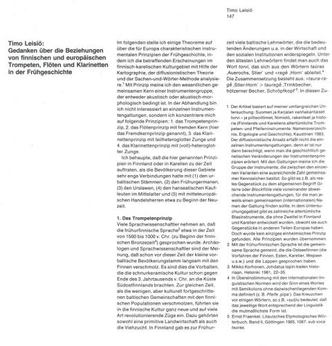 ﻿اندیشه هایی در مورد رابطه ترومپت، فلوت و کلارینت فنلاندی و اروپایی در تاریخ اولیه