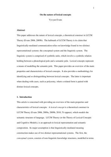 ﻿در مورد ماهیت مفاهیم واژگانی