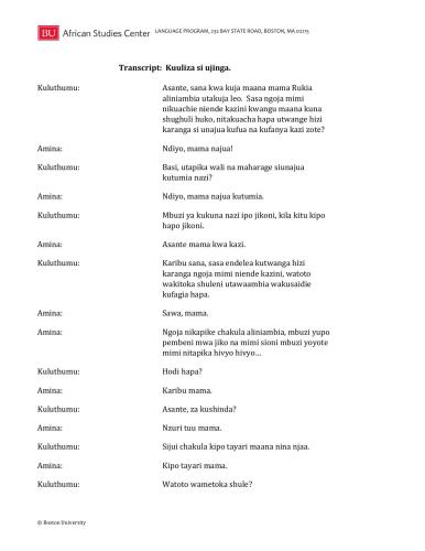 ﻿پروژه ضرب المثل های آفریقایی ضرب المثل های کیسواحیلی درس 03. Kuuliza si ujinga