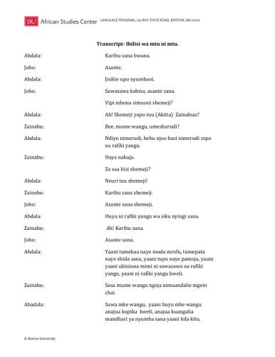 ﻿پروژه ضرب المثل های آفریقایی ضرب المثل های کیسواحیلی درس 08. Ibilisi wa mtu ni mtu