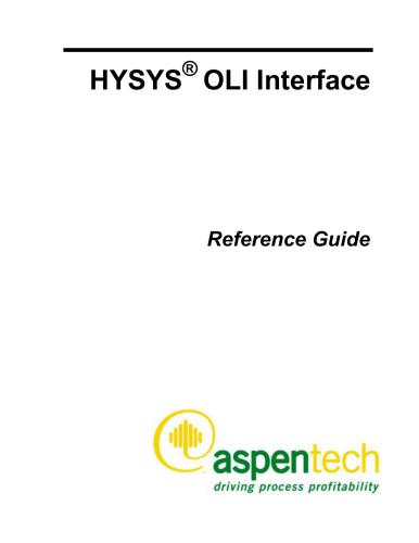 ﻿رابط HYSYS OLI. راهنمای مرجع