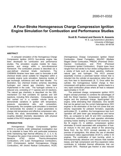 شبیه سازی موتور احتراق با فشار همگن چهار زمانه برای مطالعات احتراق و عملکرد
