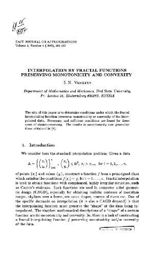 ﻿درون یابی توسط توابع فراکتال با حفظ یکنواختی و تحدب