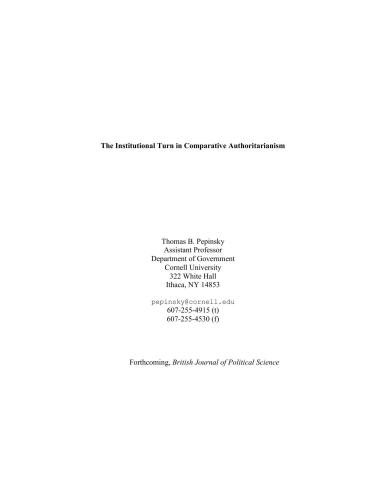 ﻿چرخش نهادی در استبداد تطبیقی