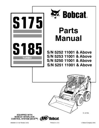 Bobcat S175 / S185. کتابچه راهنمای قطعات