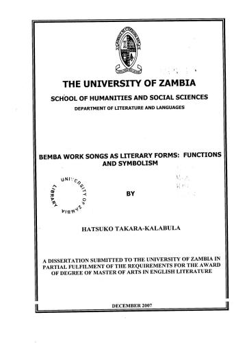 ﻿آهنگ های کاری بمبا به عنوان فرم های ادبی: کارکردها و نمادها