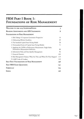FRM بخش اول کتاب 1: مبانی مدیریت ریسک (2013 SchweserNotes)
