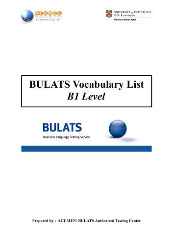 فهرست واژگان BULATS B1