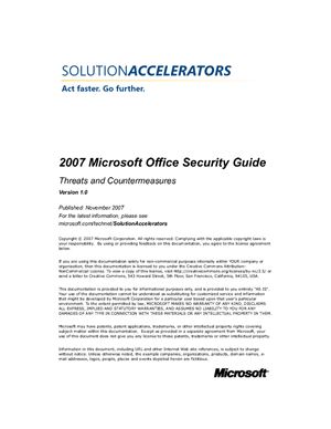 ﻿مایکروسافت. راهنمای امنیتی مایکروسافت آفیس 2007: تهدیدها و اقدامات متقابل